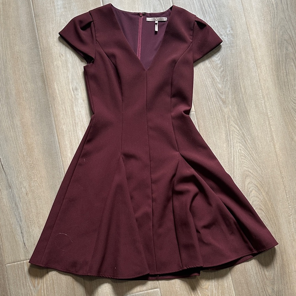 Halston Heritage Deep Burgundy Mini Dress